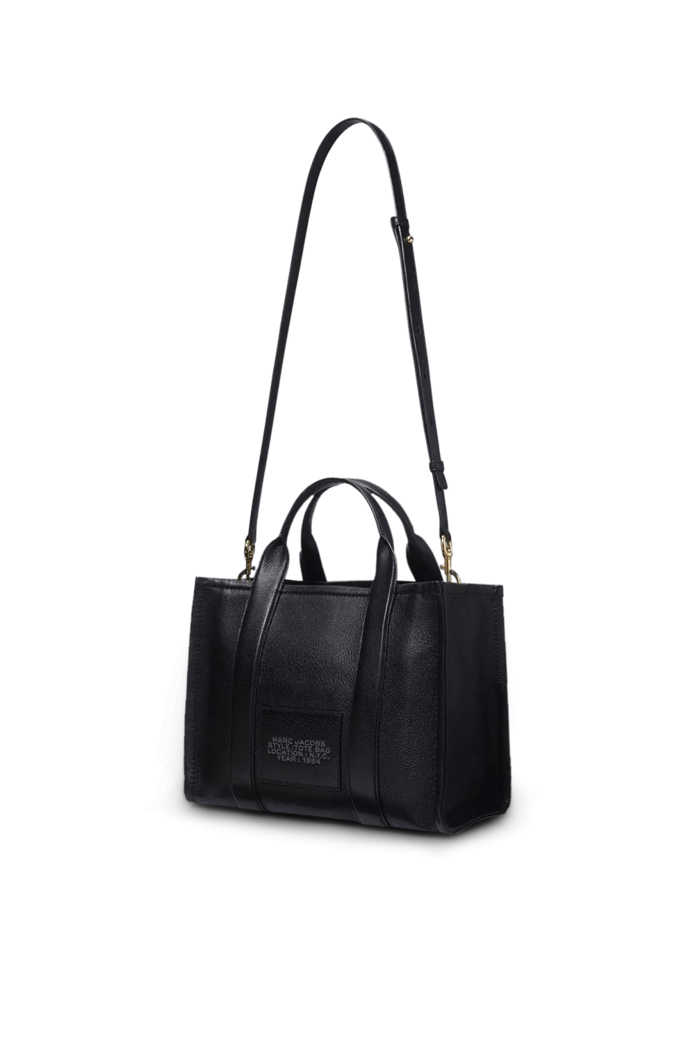 תמונת תקריב של תיק נשיאה מעור בצבע שחור MARC JACOBS