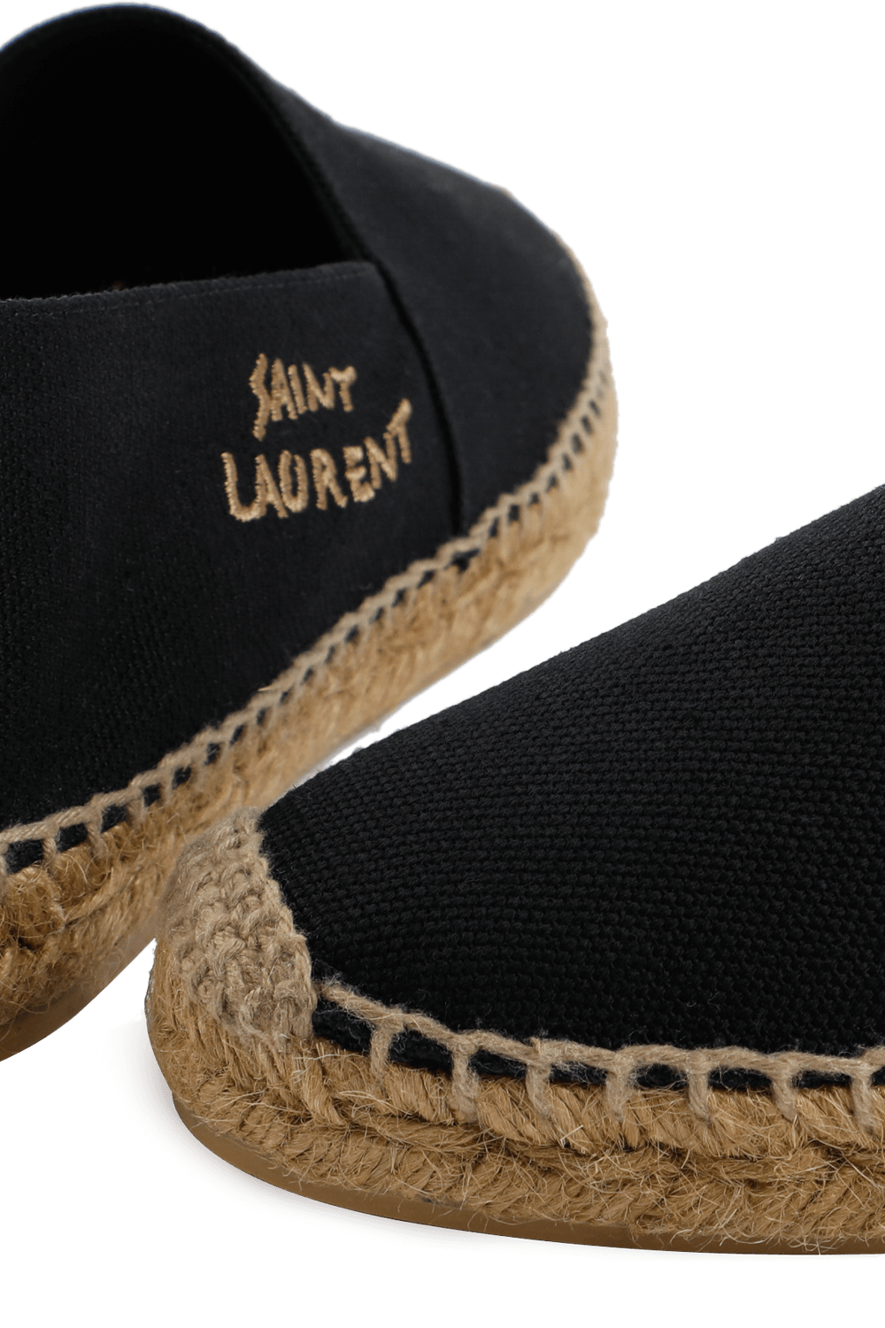 תמונת תקריב של Embroidered Espadrilles in Black Canvas