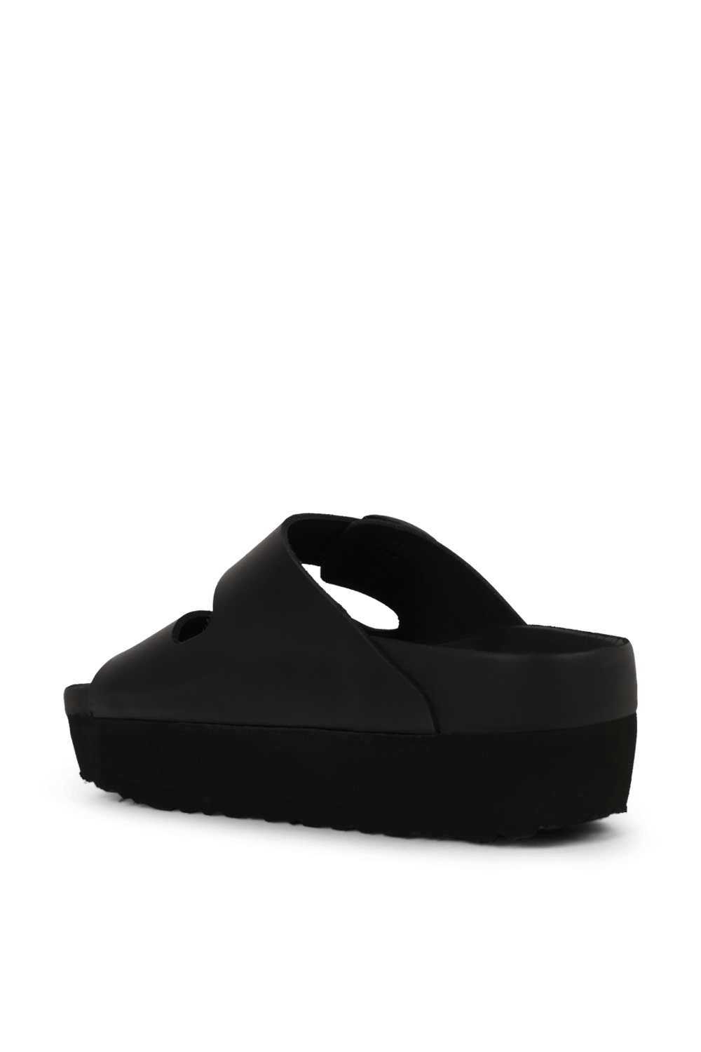 תמונה אחורית של סנדלי אריזונה גבוהים בשחור BIRKENSTOCK