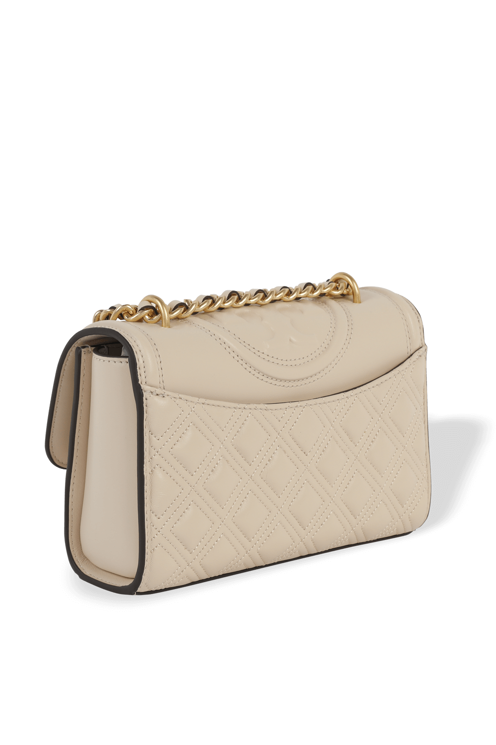 תמונה אחורית של Fleming Small Convertible Shoulder Bag in Beige TORY BURCH