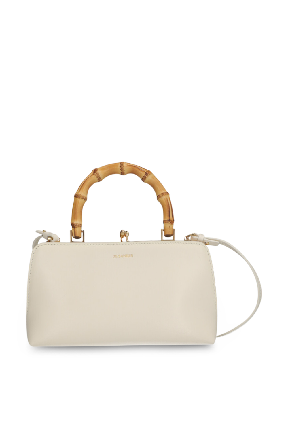 תמונה קידמית של תיק עור עם ידית במבוק JIL SANDER