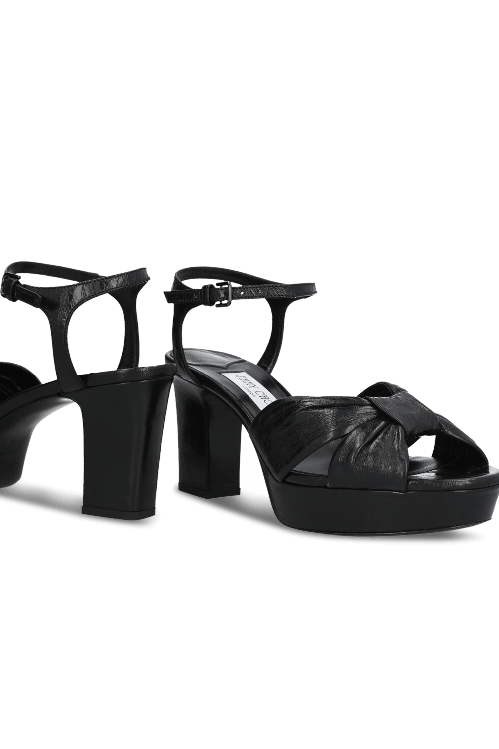 תמונת תקריב של סנדלי עקב פלטפורמה הלואיז 80 JIMMY CHOO