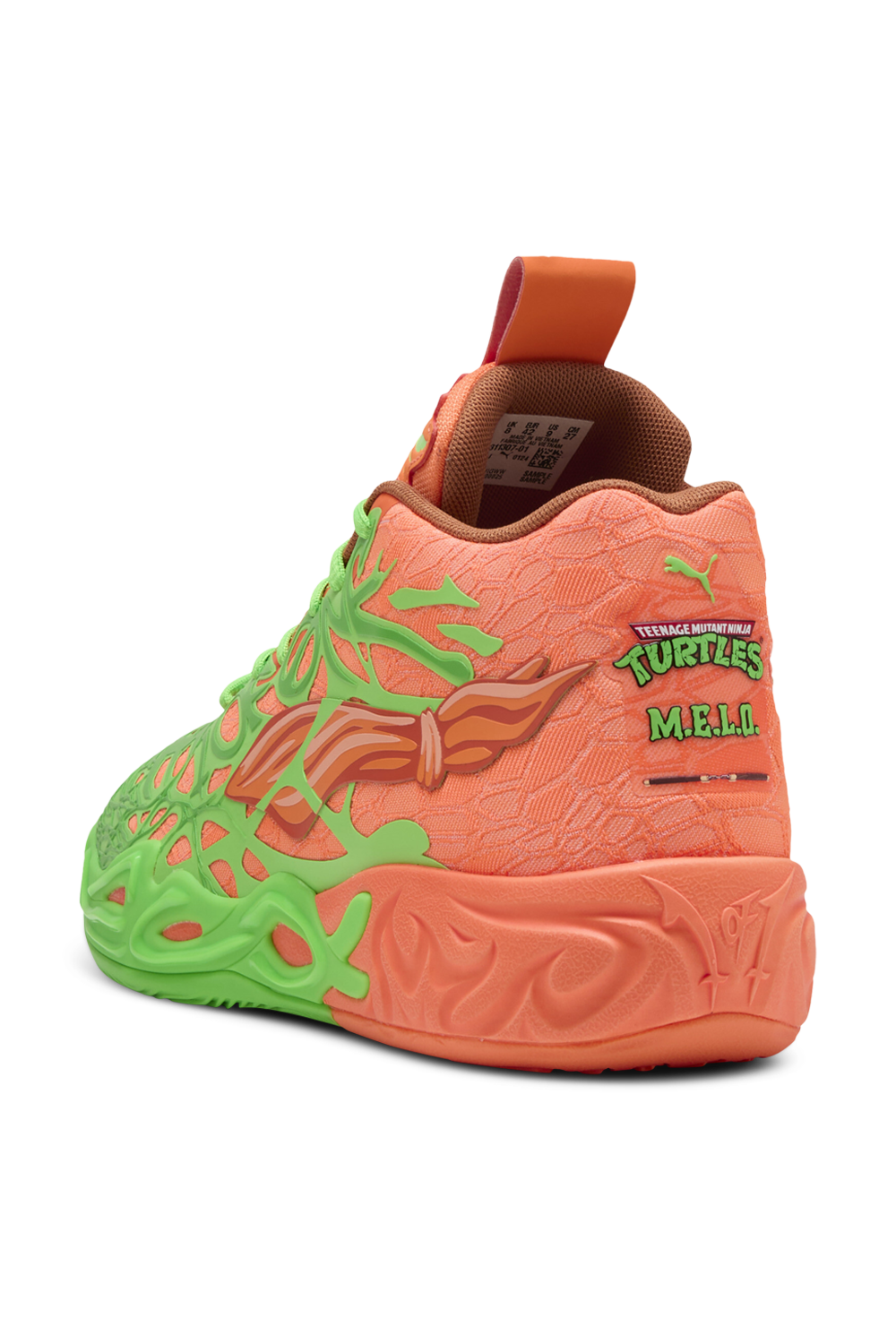 תמונת תקריב של פומה X צבי הנינג'ה נעלי כדורסל PUMA