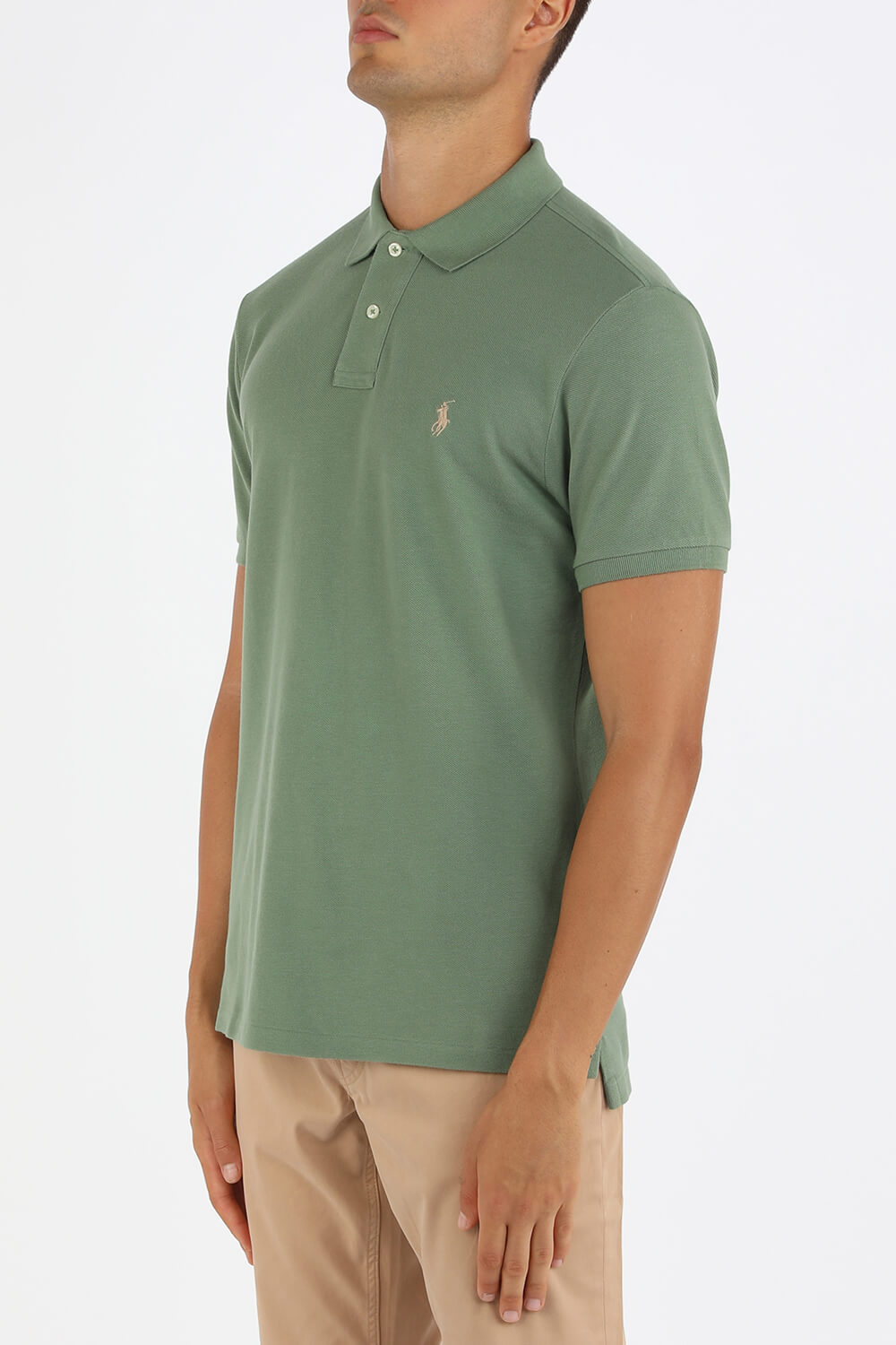 תמונת דוגמן קידמית של Short Sleeve Knit Polo Shirt in Green