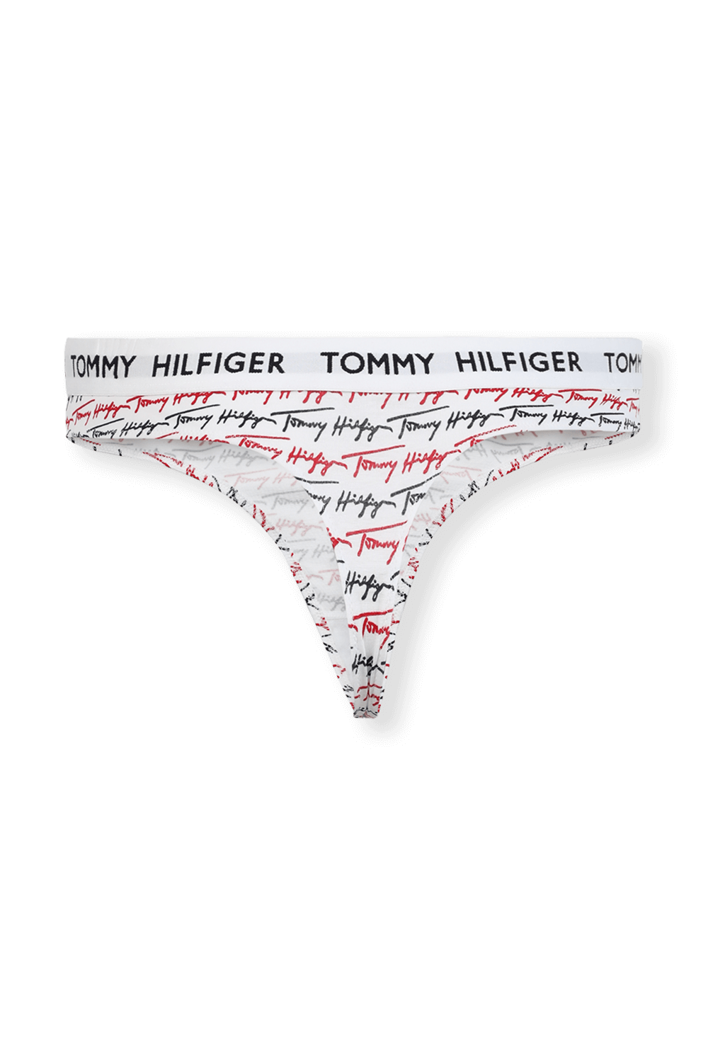 תמונה אחורית של Signature Logo Print Thong in White