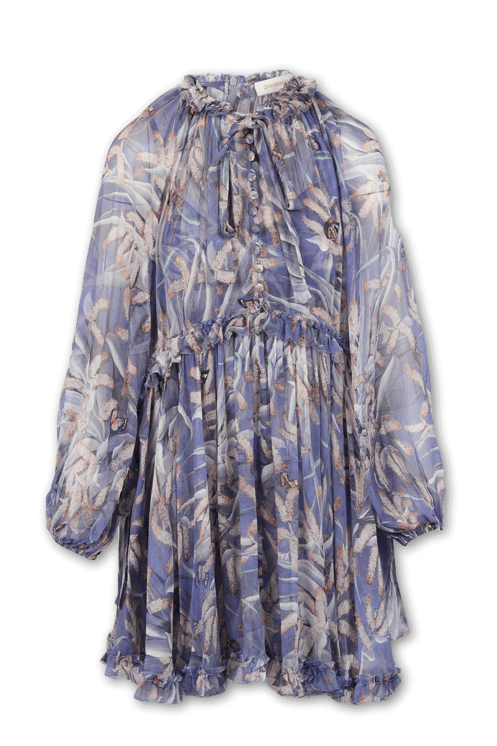 תמונה קידמית של Botanica Drawn Mini Dress in Purple ZIMMERMANN