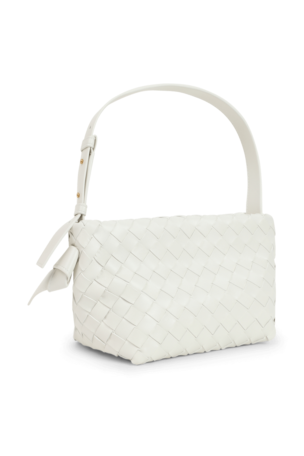 תמונה אחורית של תיק צד שתי וערב לבן BOTTEGA VENETA