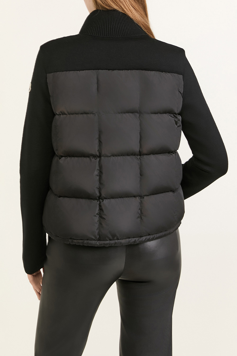 תמונת דוגמן אחורית של קרדיגן צמר מרינו ופוך MONCLER