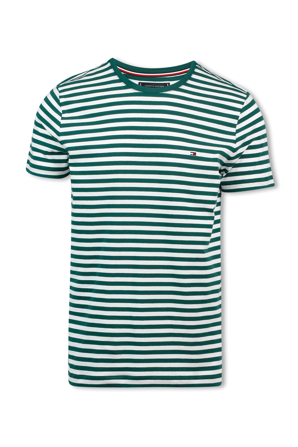 תמונה קידמית של Strip Slim Fit T-Shirt in Green ans White TOMMY HILFIGER