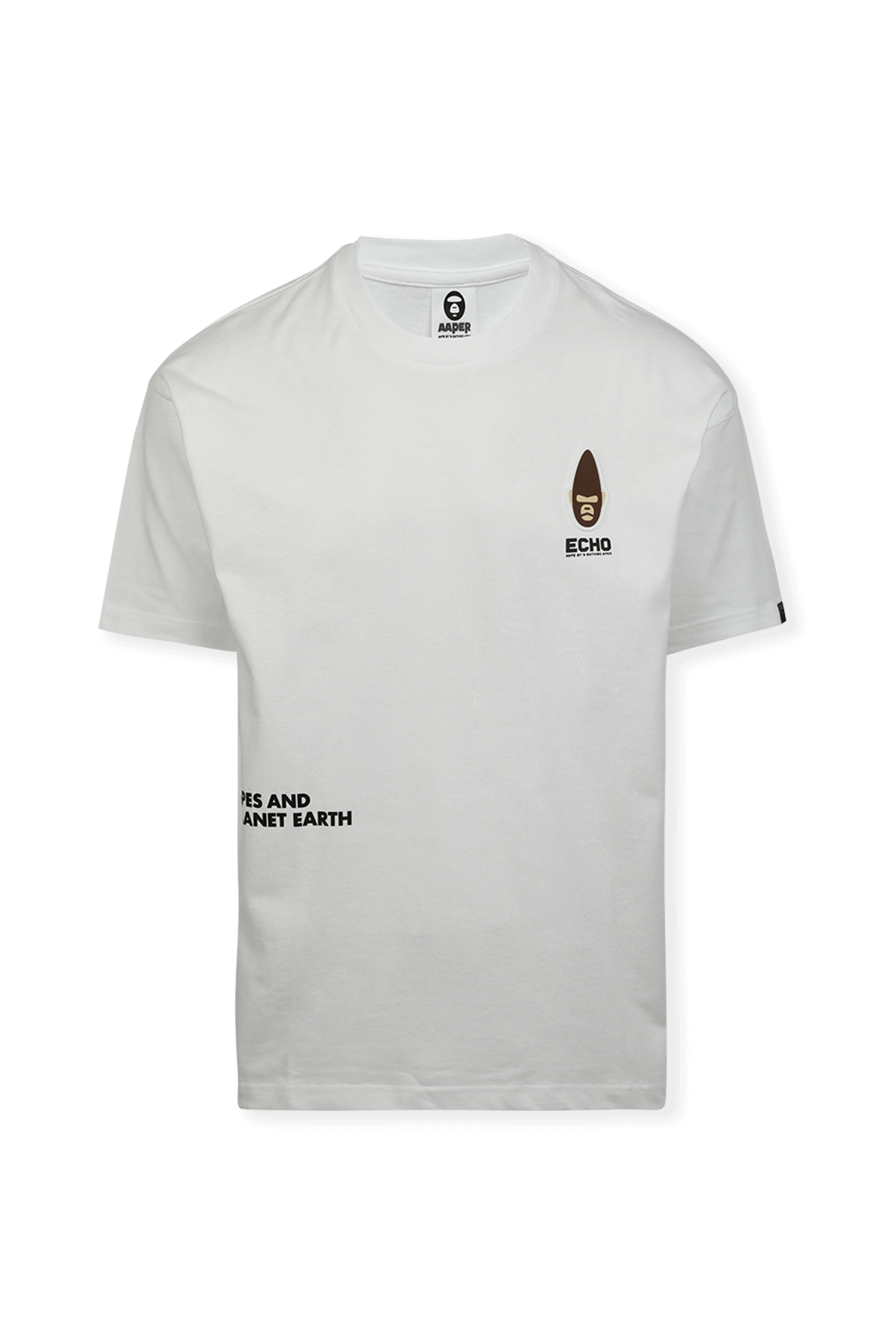 תמונה קידמית של Echo Ape Print Tshirt in White AAPE