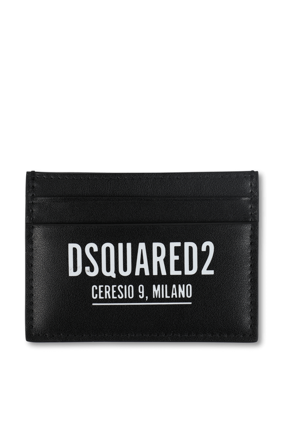 תמונה קידמית של ארנק עור ממותג בגוון שחור DSQUARED2