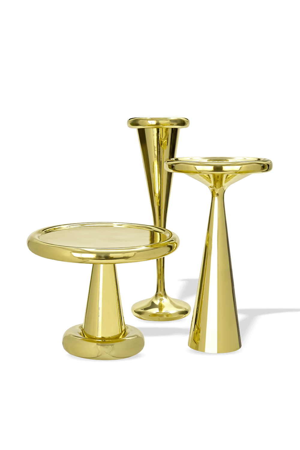 תמונה אחורית של שולחן צד עגול בזהב TOM DIXON