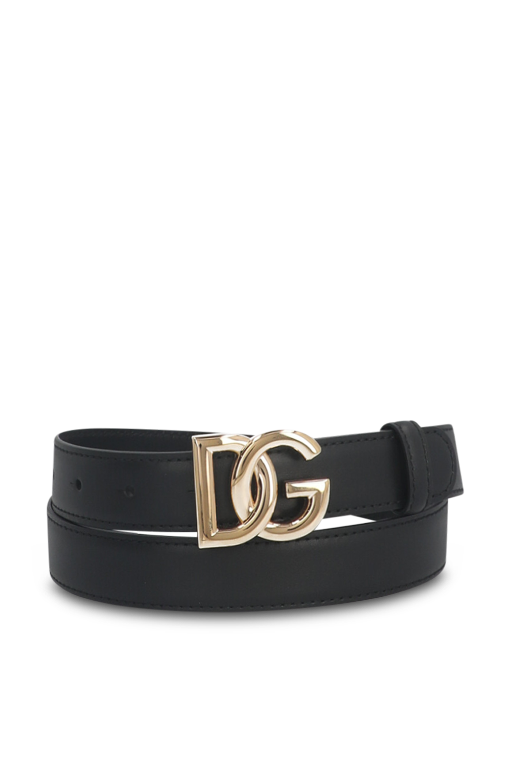 תמונה קידמית של חגורת עור עם לוגו מטאלי DOLCE & GABBANA