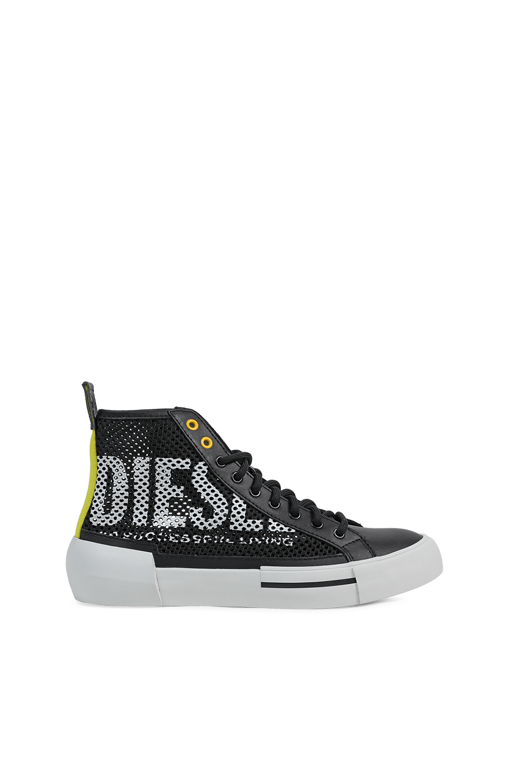 תמונה קידמית של Mesh Logo High Top Sneakers in Black