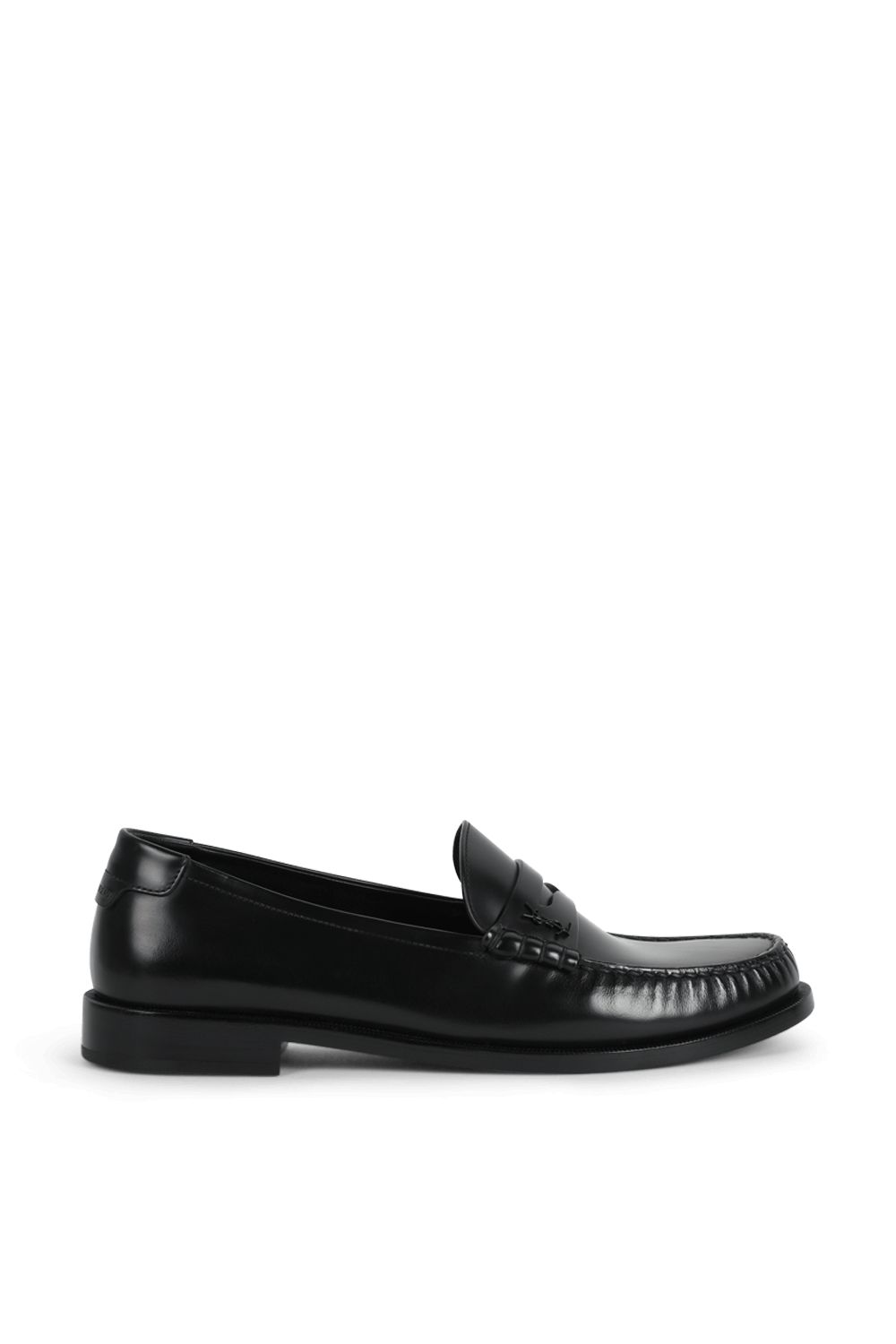 תמונה קידמית של נעלי מוקסין מעור שחור SAINT LAURENT