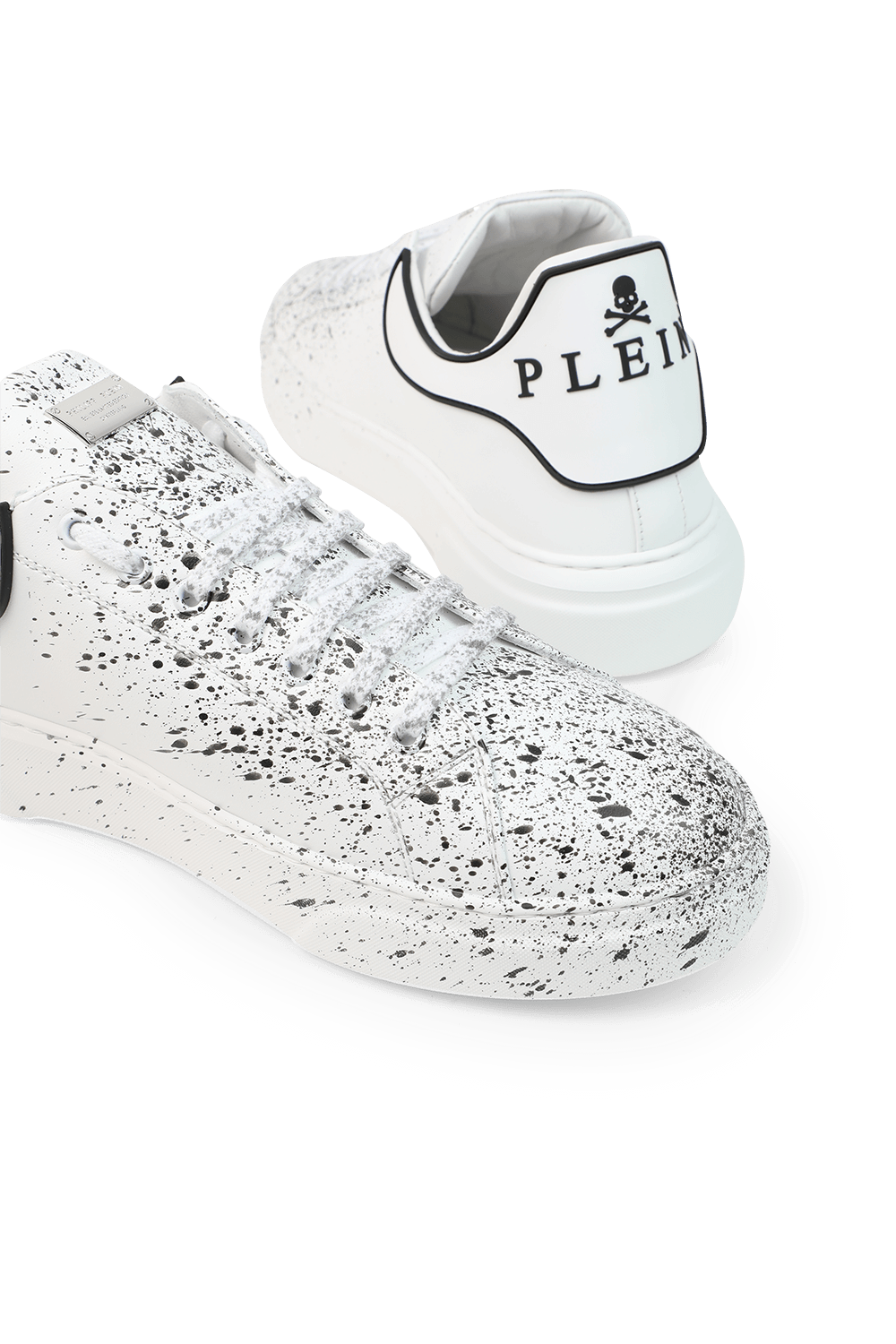תמונת תקריב של Leather Splash Runner Iconic in White PHILIPP PLEIN
