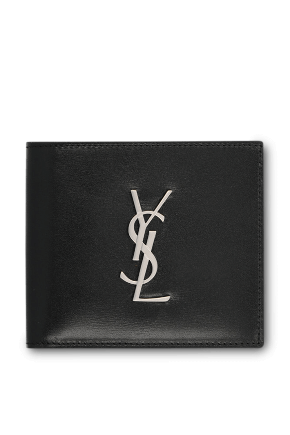 תמונה קידמית של ארנק מעור עם לוגו מונוגרמי SAINT LAURENT