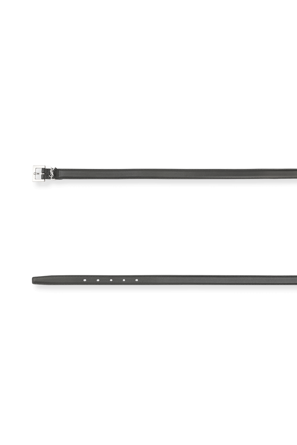 תמונת תקריב של Monogram Belt in Black Leather and Silver