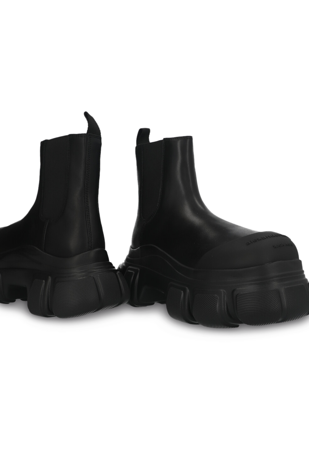 תמונת תקריב של מגפוני פלטפורמה מעור ALEXANDER WANG